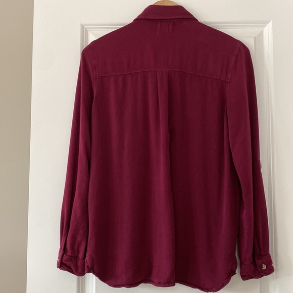 Harper Plum/Maroon Soft Jersey Knit Button-Front Blouse w Patch Pockets - Picture 5 of 10